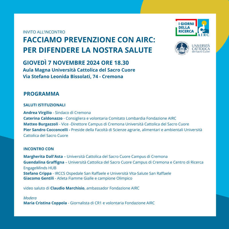 FACCIAMO PREVENZIONE CON AIRC: PER DIFENDERE LA NOSTRA SALUTE